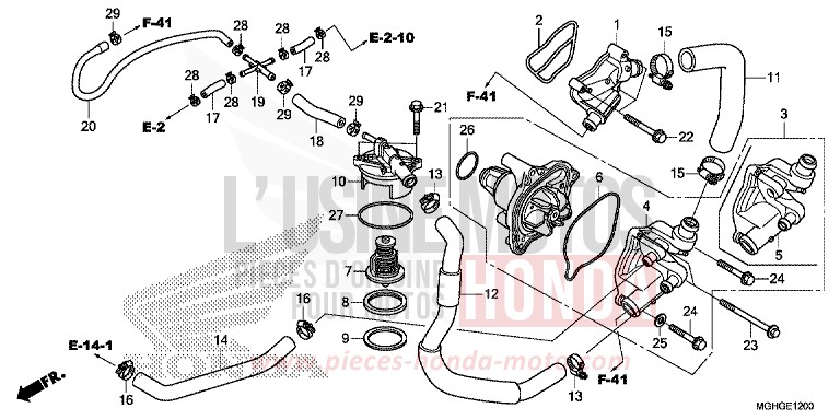 POMPE A EAU von VFR1200X "Crosstourer" DCT CANDY PROMINENCE RED (R342B) von 2016